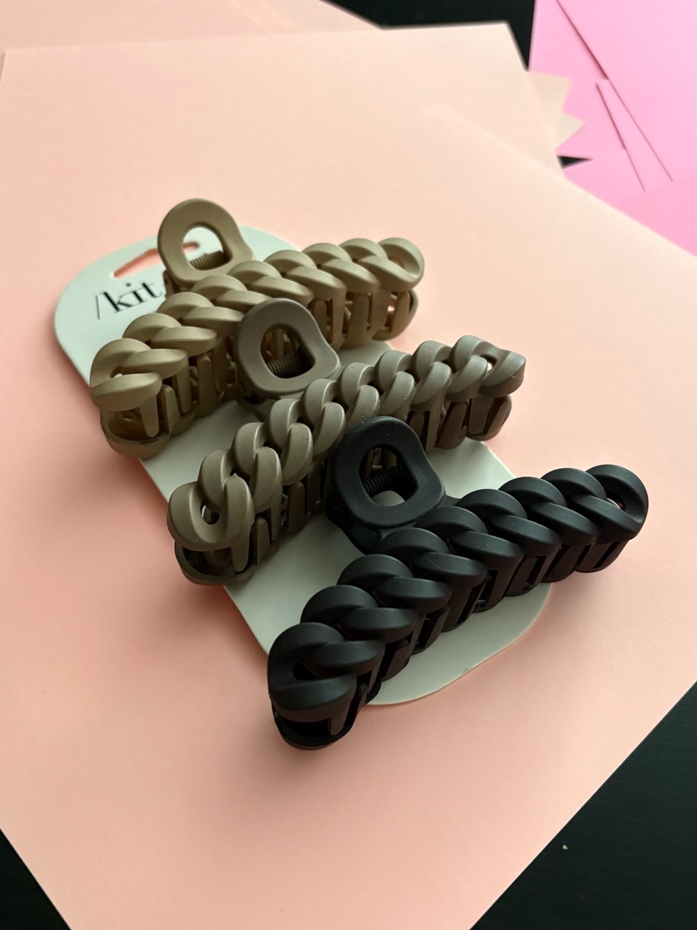 Kitsch Neutral Chain-Link Hair Claw Clips - Beige, Taupe, Chocolate, Black